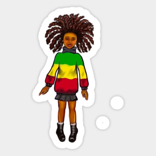 Rasta Jamaica jumper - manga anime Jamaican girl with colours of Rastafarian  flag in red, green and gold Sticker